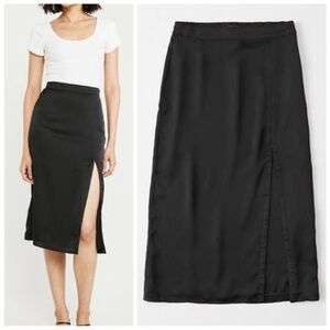 Abercrombie & Fitch Black Thigh Slit Midi Skirt Casual Size XS Tall